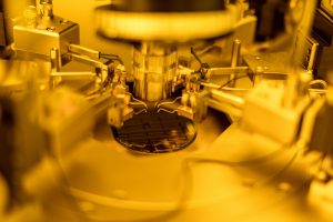 A probing tool for measuring wafer-level performance metrics.