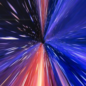 Interstellar, time travel and hyper jump in space Interstellar, time travel and hyper jump in space. Flying through wormhole tunnel or abstract energy vortex. Singularity, gravitational waves and spacetime concept